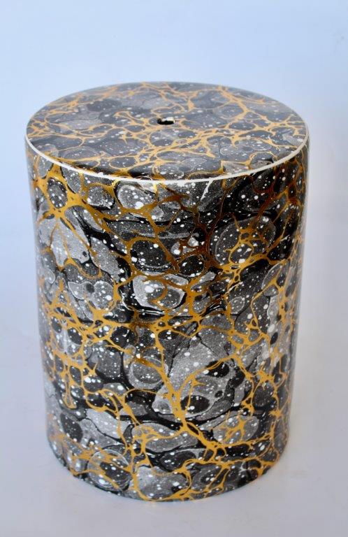 Black Grey And Gold Garden Stool